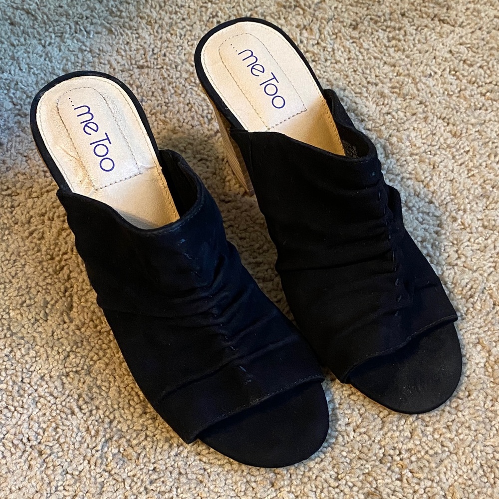 Me Too Black Suede Mules